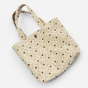 Tan Mini Corduroy Floral Tote Bag Floral